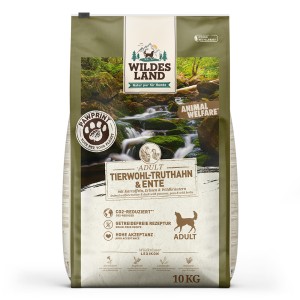 Wildes Land - PawPrint Animal Welfare - Canine Adult Tierwohl-Truthahn & Ente mit Kartoffeln, Erbsen und Wildkr&auml;utern
